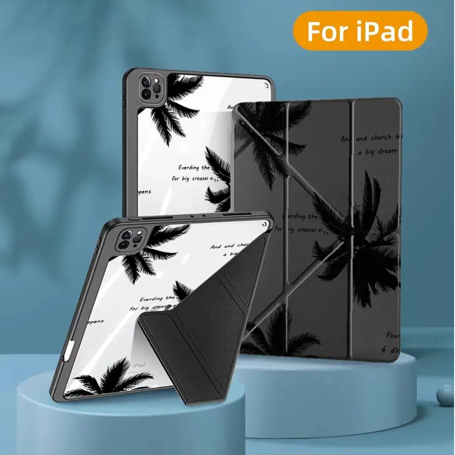 

Black Palm Tree Holder Cover Tablet Case For iPad Mini 6 7 Air 4 5 M3 M2 M4 11inch Pro 11th 10th 9th 8th 7th 12.9inch Pro 2025