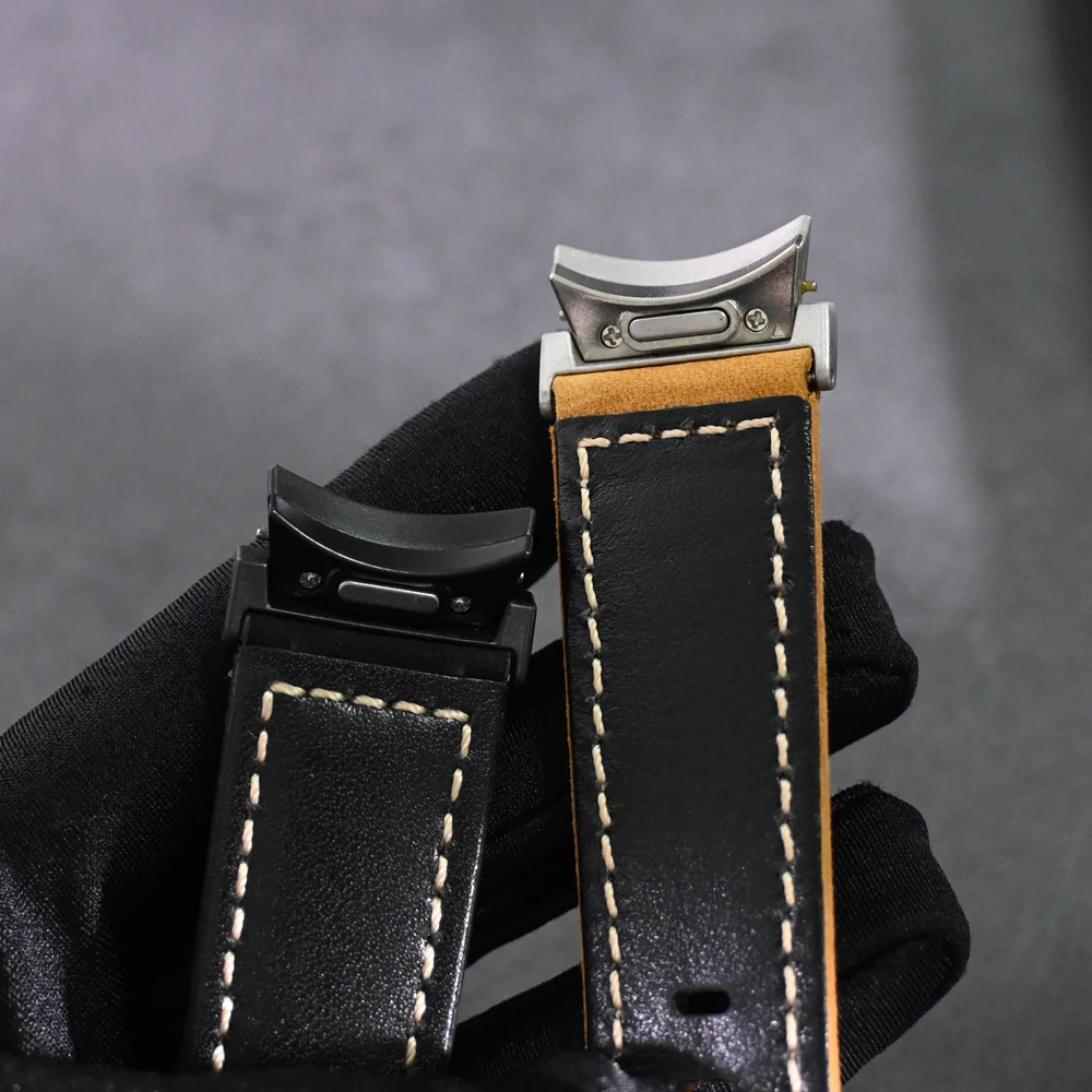 حزام جلد طبيعي لساعة سامسونج جالاكسي ، كويك فيت ، حزام كلاسيكي ، لا فجوات ، 6 ، 5 ، 4 ، 6 ، 5 برو ، 40 مللي متر ، 44 مللي متر ، 45 مللي متر ، 43 مللي متر ، 47 مللي متر