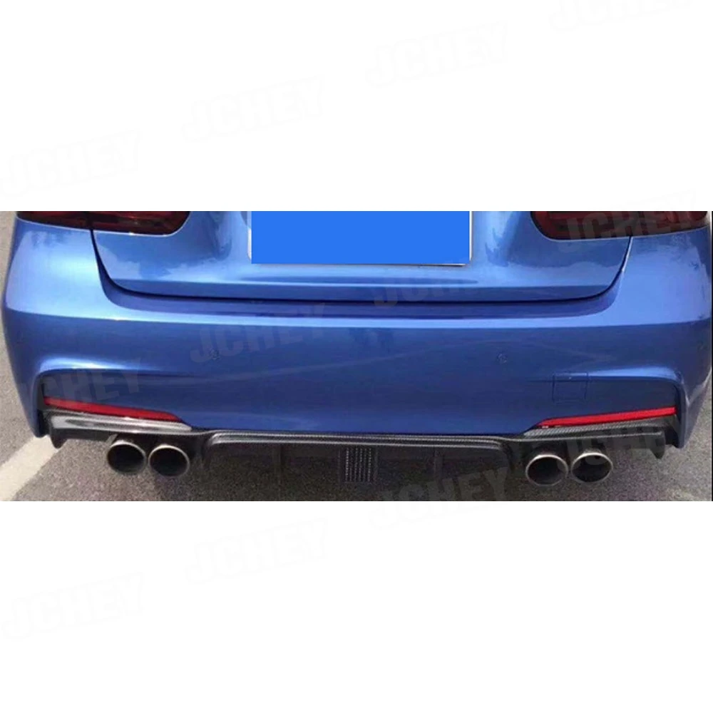 JCHEY ألياف الكربون شفة ممتصة للصدمات خلفية الناشر مع مصباح ليد لسيارات BMW 3 Series F30 F35 M Sport 2012-2018 OO-OO منفذ الشفة الخلفية #2