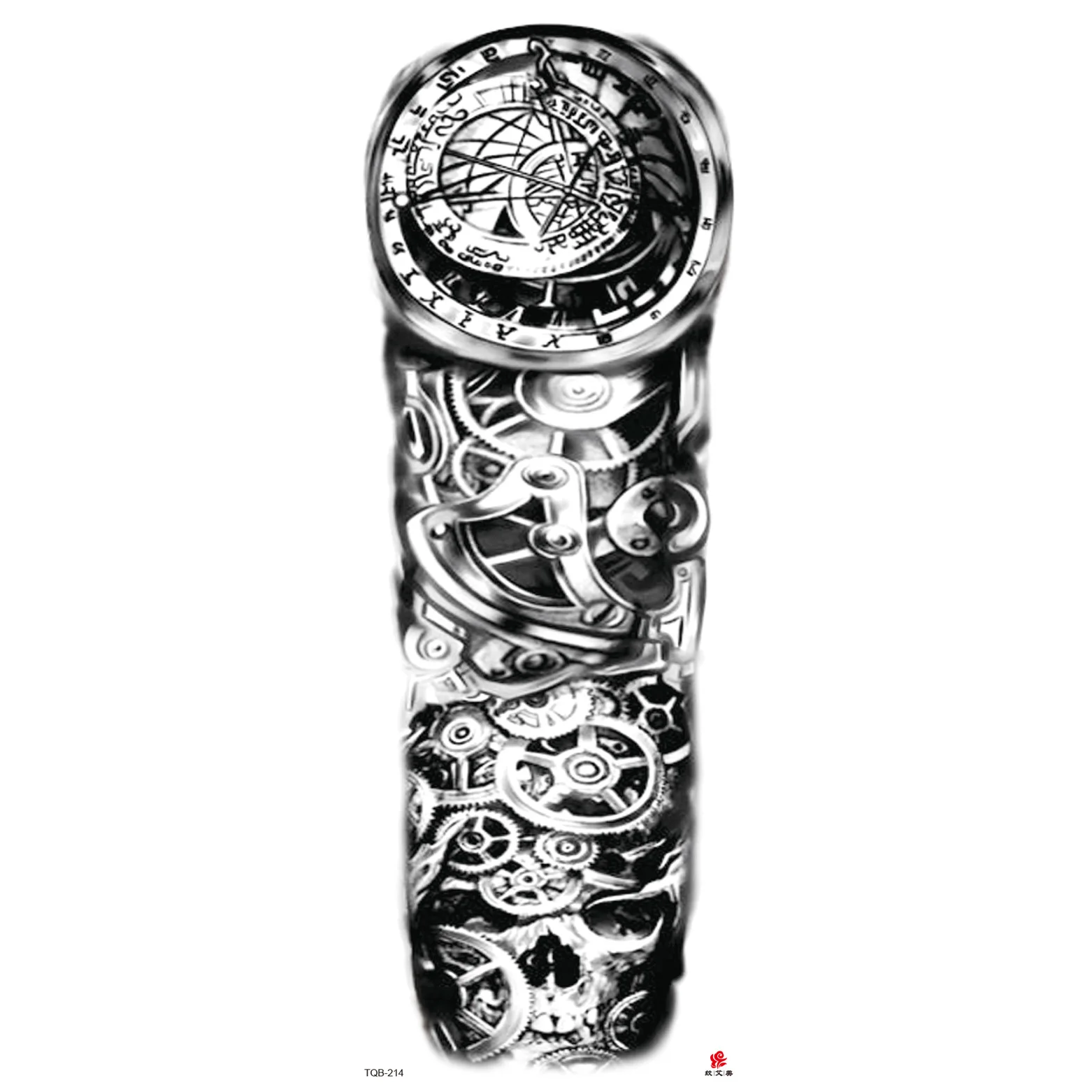 Full Arm Tattoo Waterproof Temporary StickerCool Skull Fish Dragon Lion Clock Men Women Art Fake Sticker Glitter Style