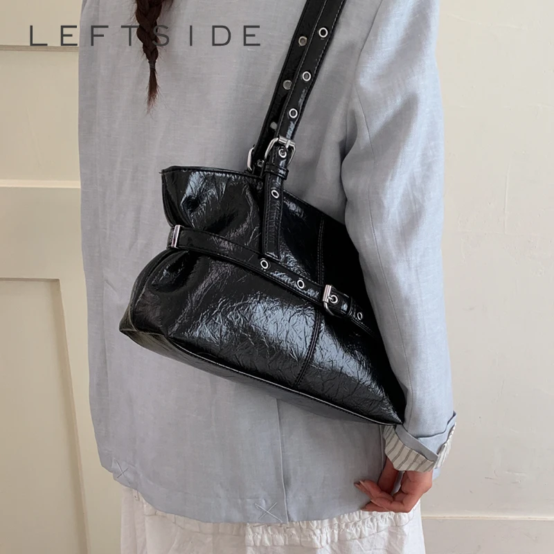 

Женская кожаная сумка через плечо LEFTSIDE, повседневная, эстетичная, для путешествий, кроссбоди, новинка 2026 года, трендовая, однотонная, простая сумка-клатч