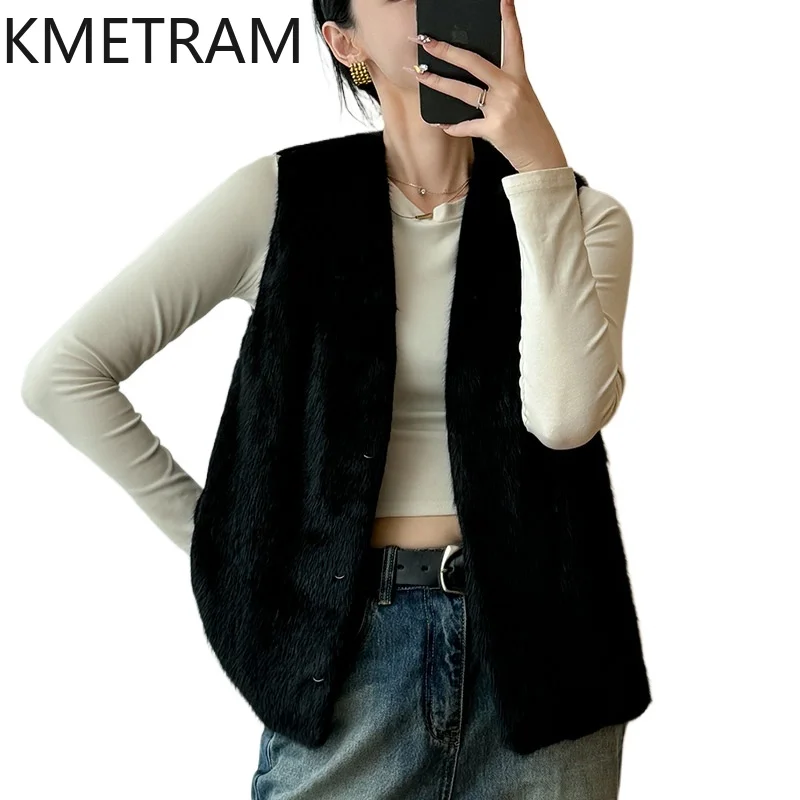 

Natural Mink Fur Vest Women Black Sleeveless Fur Coat Woman High Quality Winter Clothes 2025 New in Outerwears шуба женская