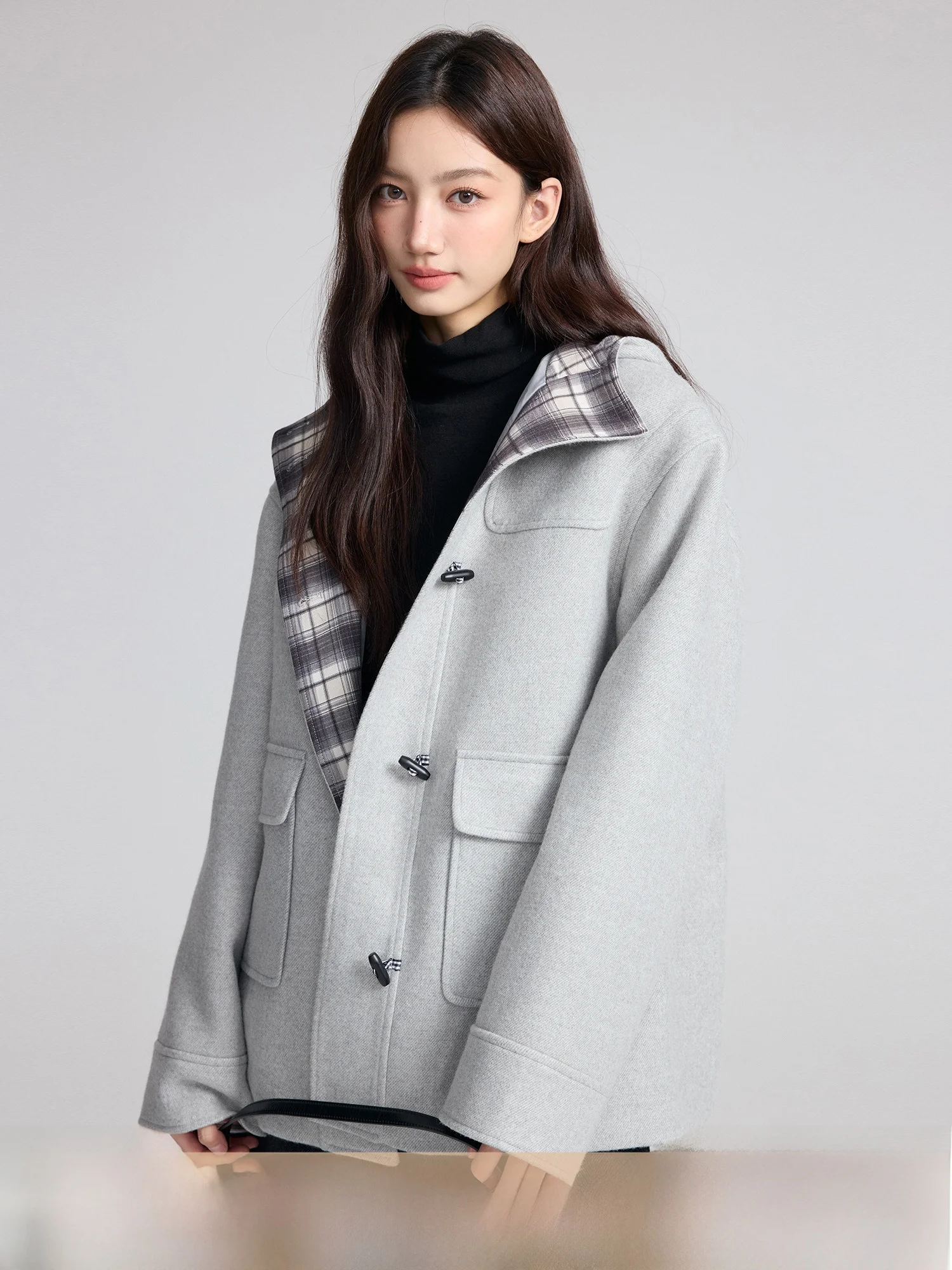 

RPB брендовая клетчатая дизайнерская шляпа, дизайнерское шерстяное пальто, женское пальто, длинное пальто Sve Commute Sle, смесь полиэфирного волокна