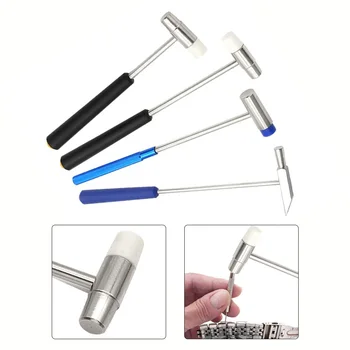 Mini herramienta de reparación de martillo, martillo de goma de Metal, martillo portátil de doble cabeza para joyería DIY, herramientas manuales de reparación de relojes, 1 ud. 1