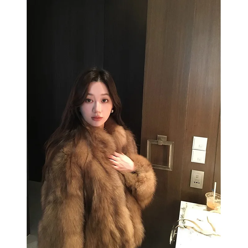 

2025 New Hairy Women's Winter Thin Hairy Light and Ripe Wind Jacket Women's Plush Cold Protection