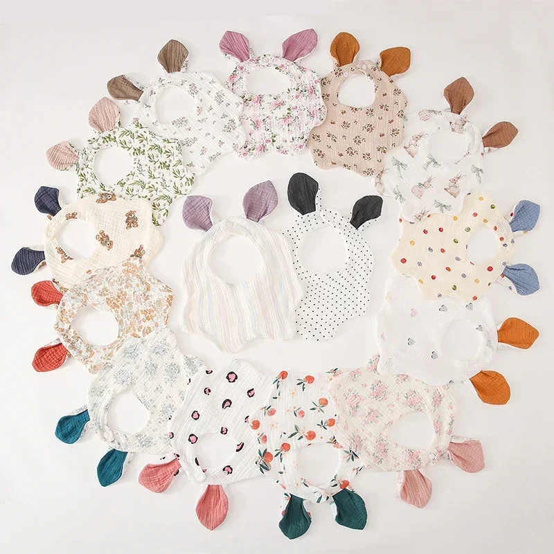 

Baby Cotton Bib Cartoon Rabbit Ears Feeding Towel Water Absorbent Saliva Towel Newborns Burp Cloth for Boy Girls Accessories