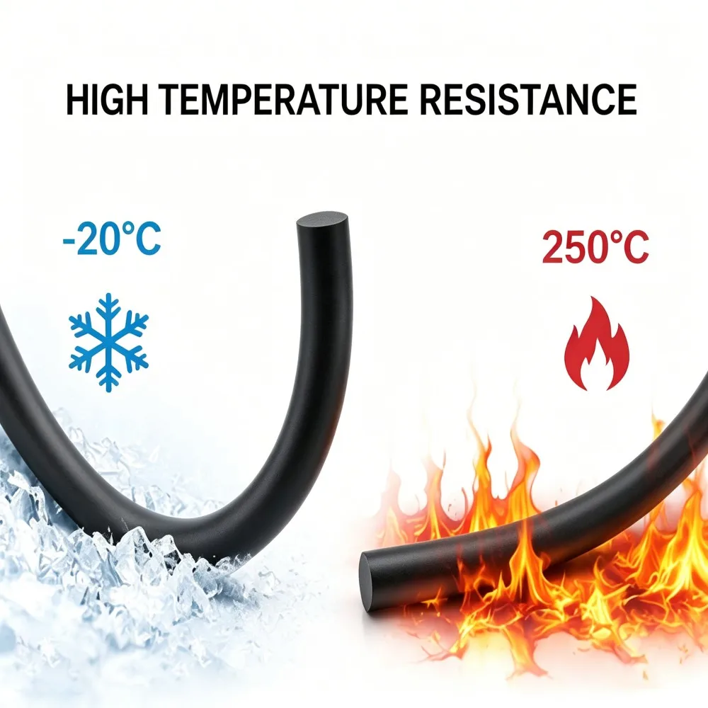 FKM Black Rubber Sealing Strip DIA 1.5-6mm High Temp Oil Waterproof Corrosion Resistant Machinery Pipe Seal Cord,  1/2/3/5/10M