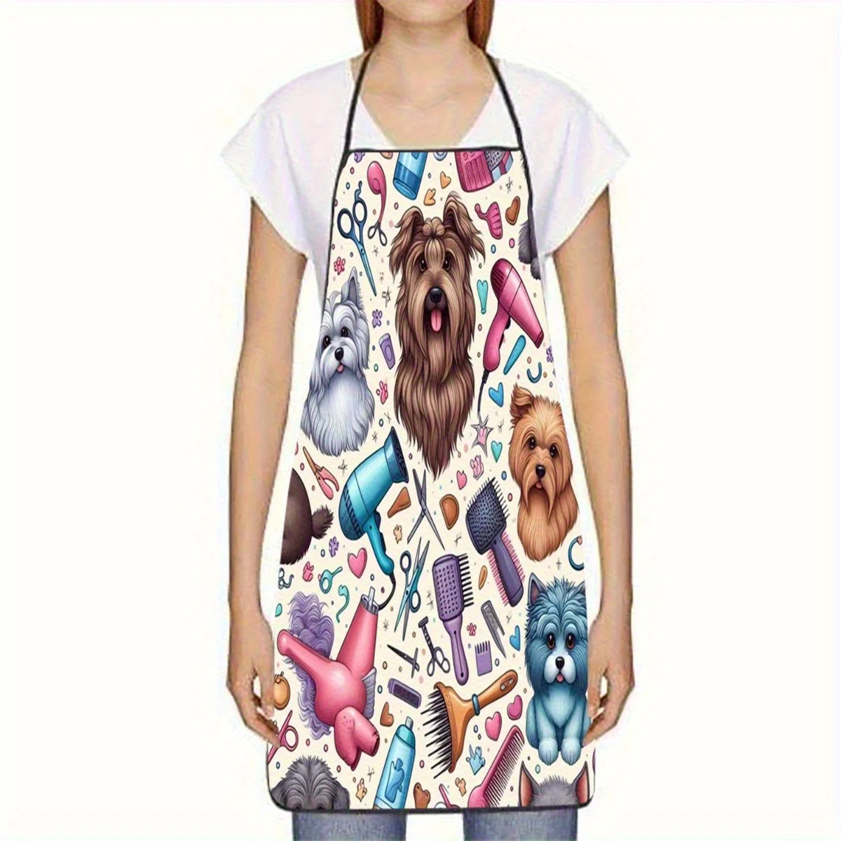 

Фартук для груминга собак с принтом, 1 шт., прочный, унисекс, для кухни, выпечки, кофеен, работы, удобный в носке, с забавным рисунком домашних животных