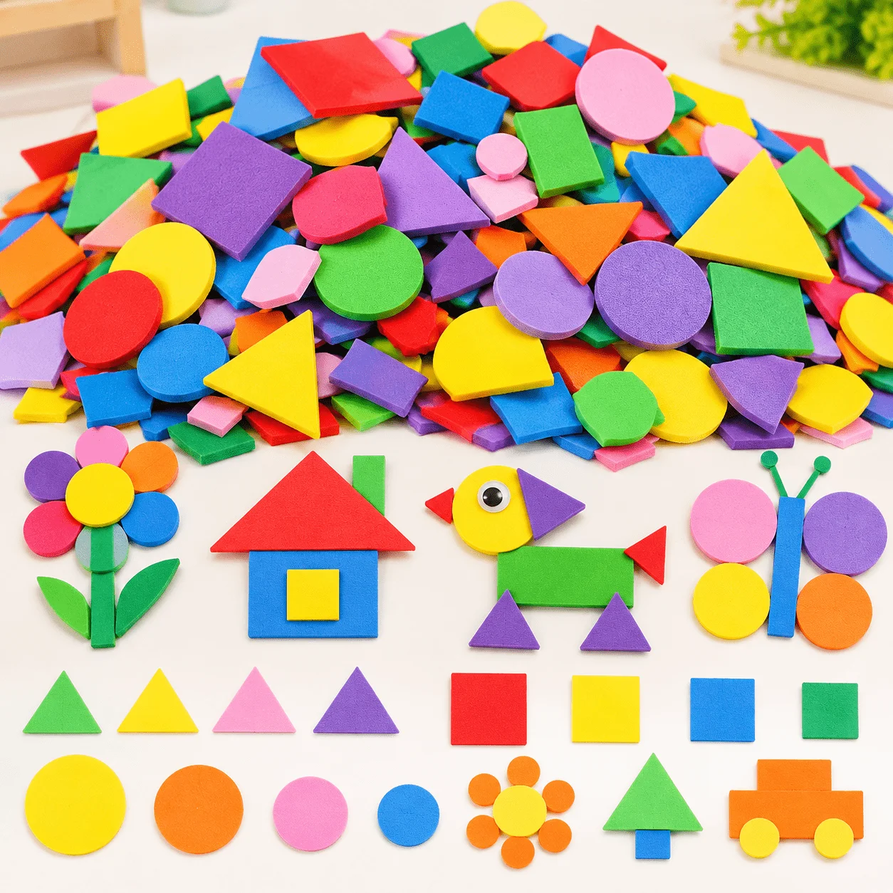 2/3/6PACK Random Color EVA Foam Geometric Stickers Self-Adhesive Soft DIY Craft Scrapbook Handmade Decoration Rewards TMZ
