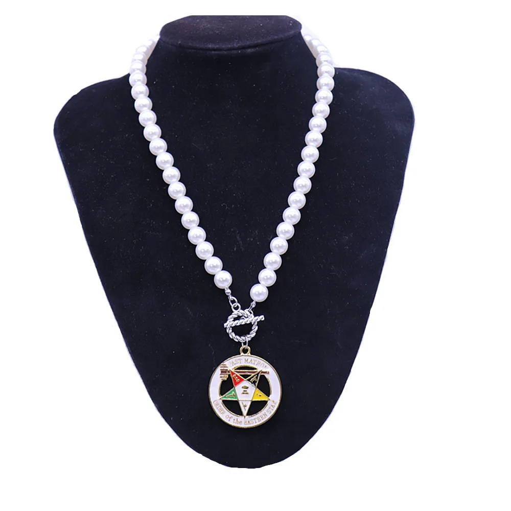 Custom OT Clasp Masonic Community Order Eastern Star OES Pearl Necklaces Jewelry