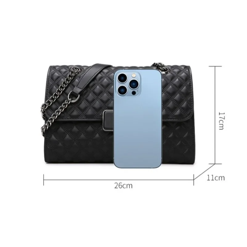 Light Luxury Women Bags Korean Fashion Trend Versatile Black Shoulder Bag Large-capacity Zipper Crossbody Bag Chain Underarm Bag