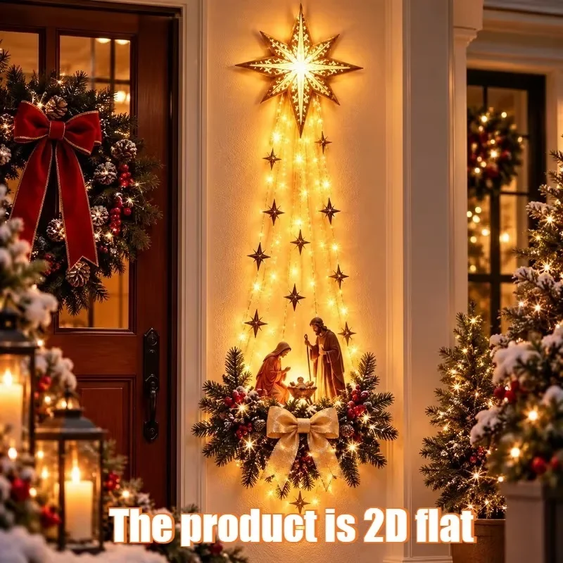 1-5PCS Glowing Xmas Door Hanger LED Lighted Christmas Hanging Decoration for Front Porch Entryway Wall Window Home Outdoor Gift view 2