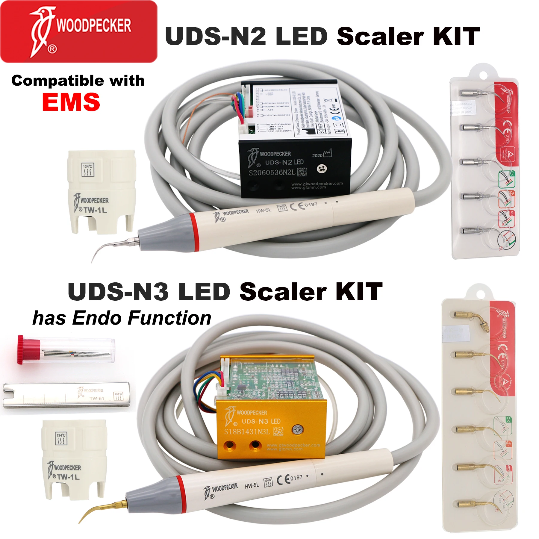 

Woodpecker Dental Ultrasonic Scaler Build-in UDS LED N2/N3 LED Scaling/Endodontic/Periodontics Scaler Fit EMS Dentist Chair Unit