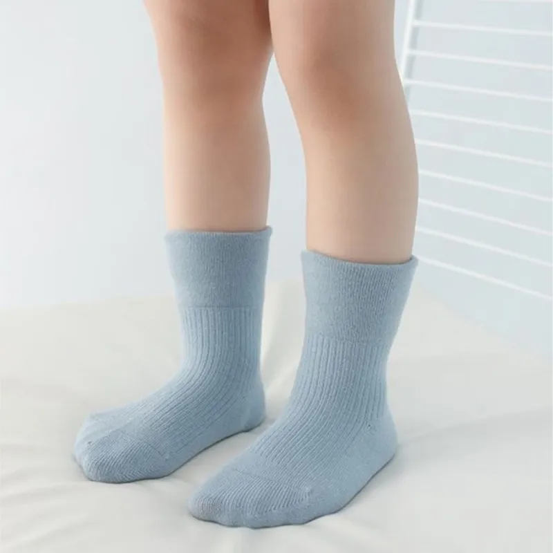 Children's Girl Socks Breathable Warm Loose Mouthed Baby Girls Socks Solid Boneless Casual Ribbed Infant Girls Middle Tube Socks