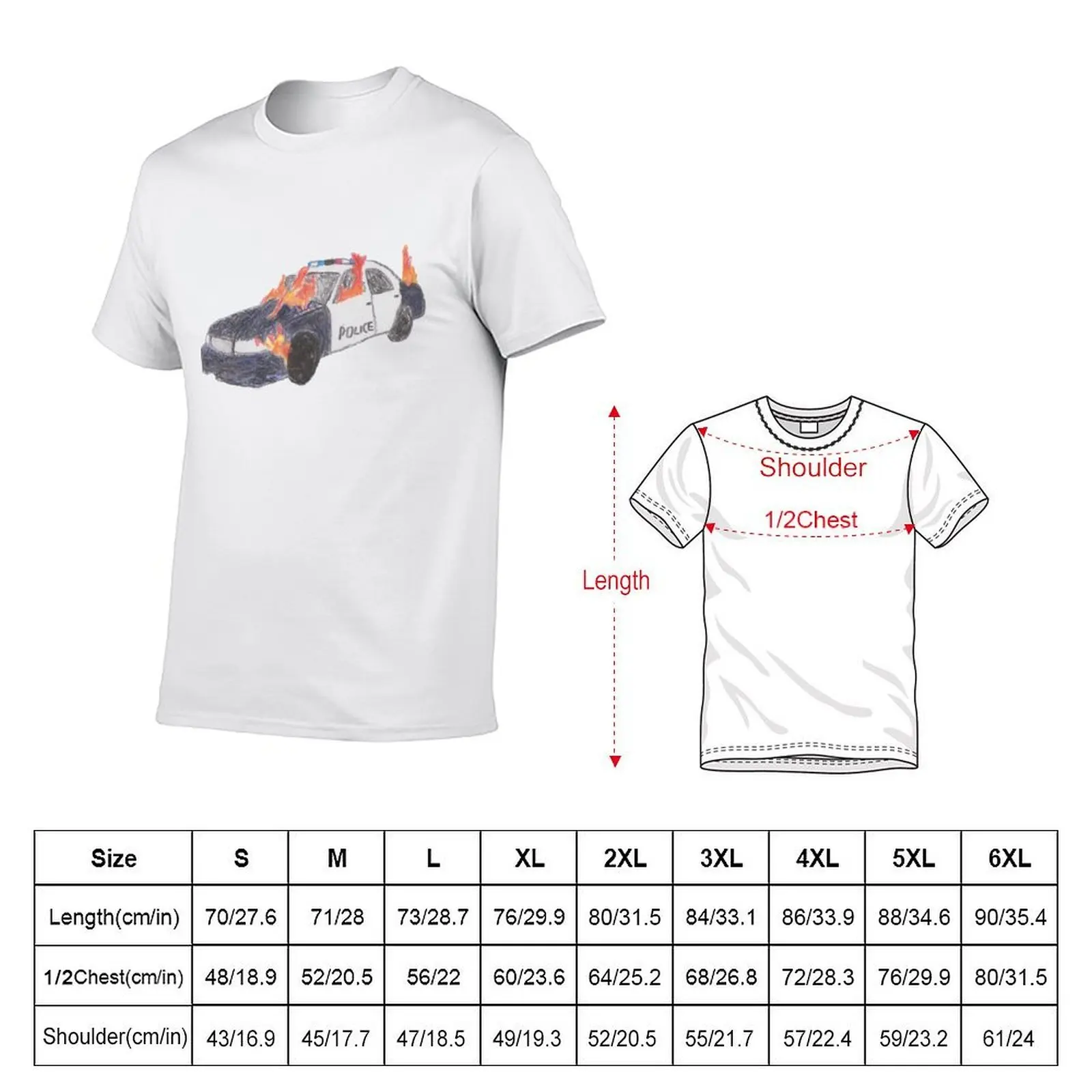 Burning Cop Car T-Shirt vintage t shirts shirts graphic tees mens shirts graphic tee