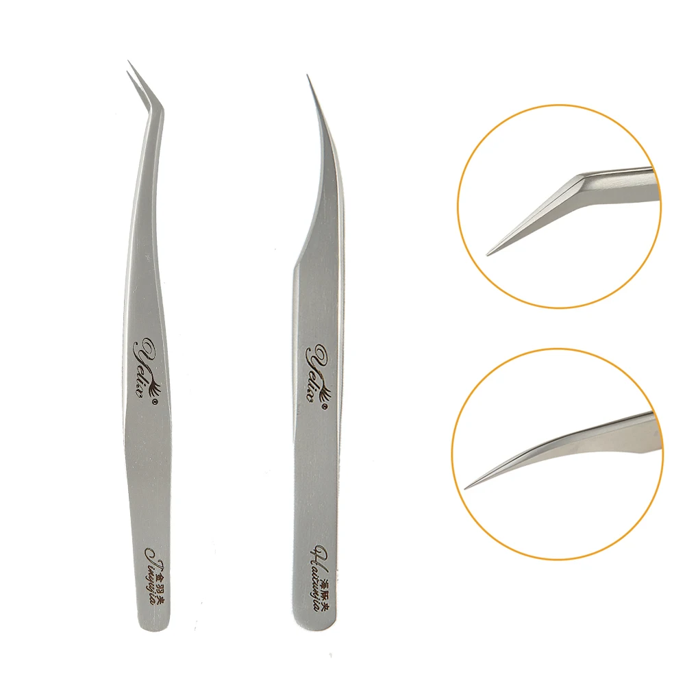 Yelix Eyelash Extension Tweezers Volume Lash Tweezers Eyelash Tweezers Pincet Professional Hyperfine High Precision