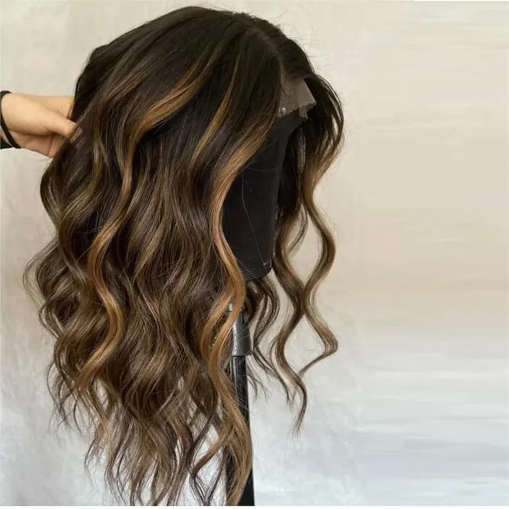 Soft Highlight Blond Glueless 180Density 5x5 Silk Base Wave 26‘’ Jewish Human With HD Lace European Hair Preplucked BabyHair