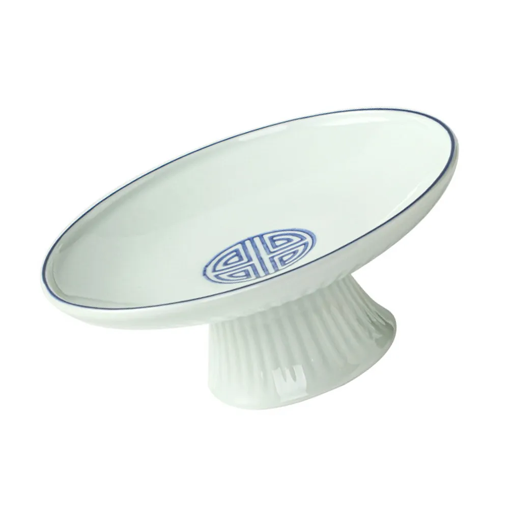 

Tall Ceramic Footed Food Bowl Vintage Style Fruit Storage Tray Dessert Plate for Home Shop Hotel Use Footed Bowl