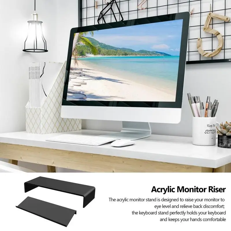 New Acrylic Laptop Stand Clear Acrylic Monitor Riser Home Office Computer Monitor Stand Space Saving Desktop Underneath Storage