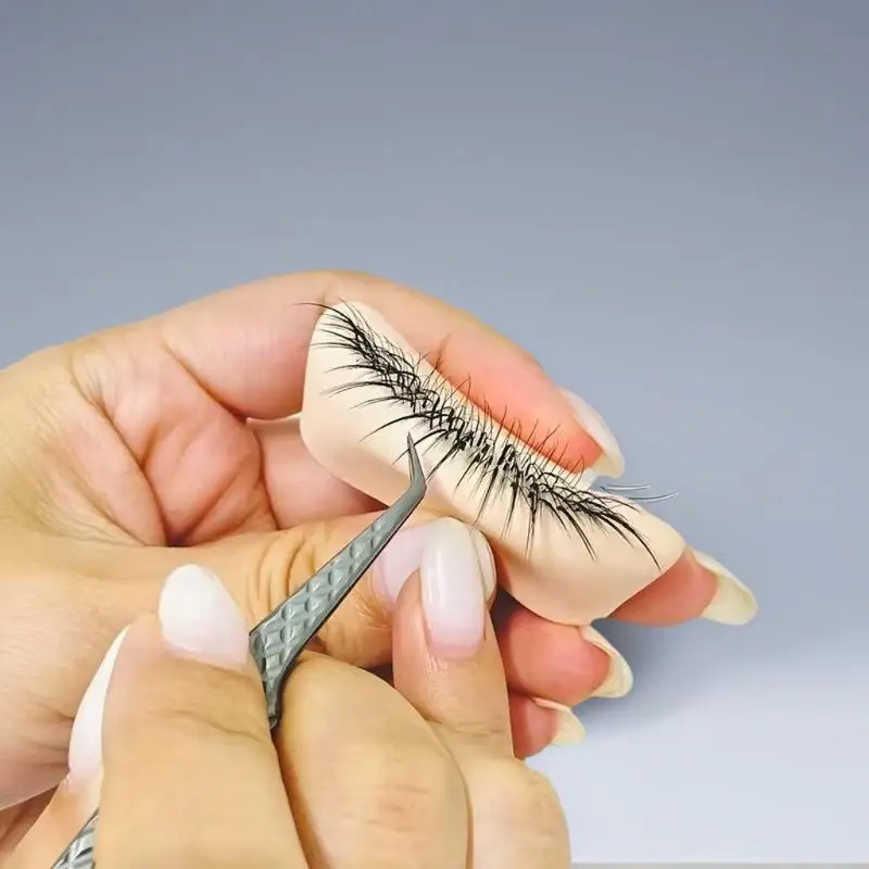 실리콘 속눈썹 연습 모델 1개, 사실적인 연장 속눈썹 포함, 재사용 가능한 트레이닝 눈꺼풀 도구, 속눈썹 적용 학습용