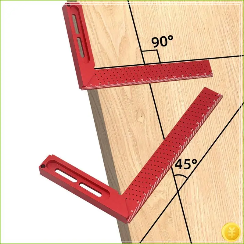 Hole Ruler Marking Ruler Carpenter Tool Wear Proof Aluminum Alloy Woodworking Accessory Multifunction 45/90 Degree Ruler