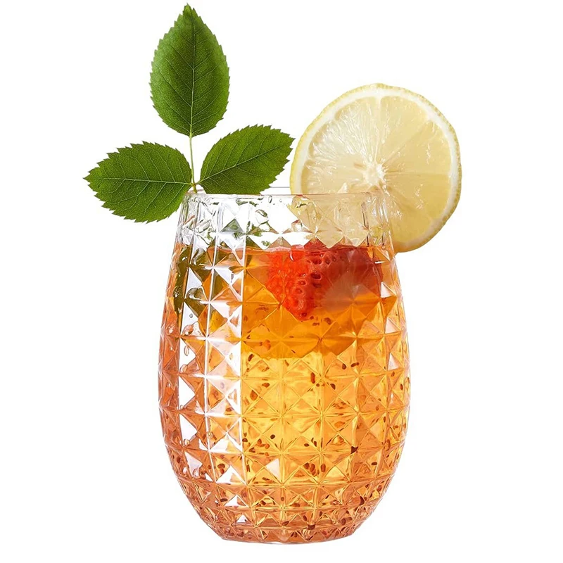 

Wine Glasses Whiskey Cocktail Juice Drinking Plastic Cups - Unbreakable Reusable And Recyclable for Outdoor Pool Party Picnics