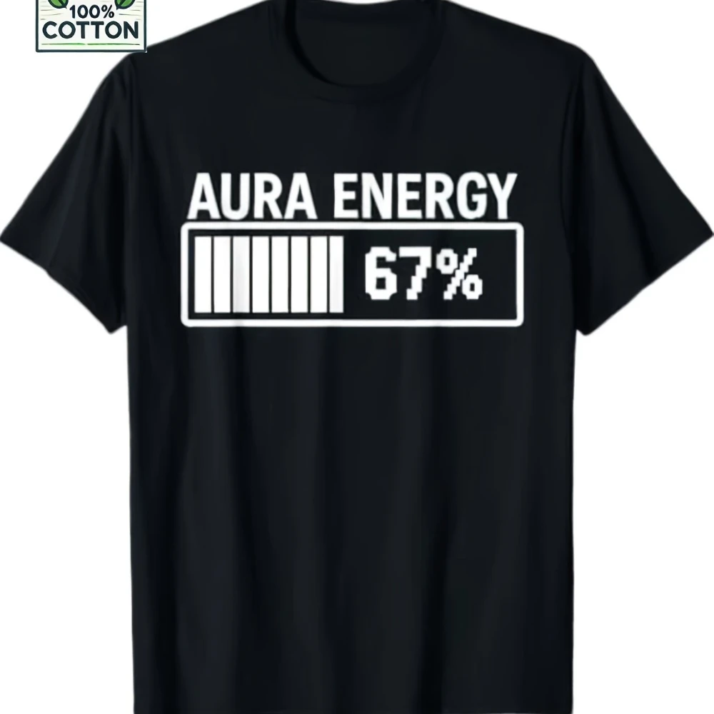 Aura Energy At 67 Funny Six Seven Meme Gen Alpha Slang T-Shirt Retro Gen Z Alpha Humor Tee-shirt unisexe avec impression de haute qualité