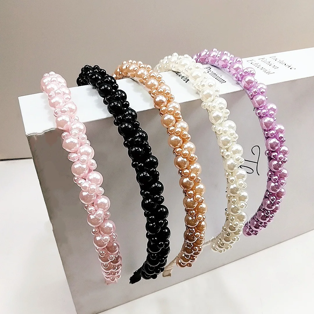 

Good Quality Retro White Pearl Headwear Elegant Headband for Women Girls Vintage Hairband Hoop for Korean Hair Accessories