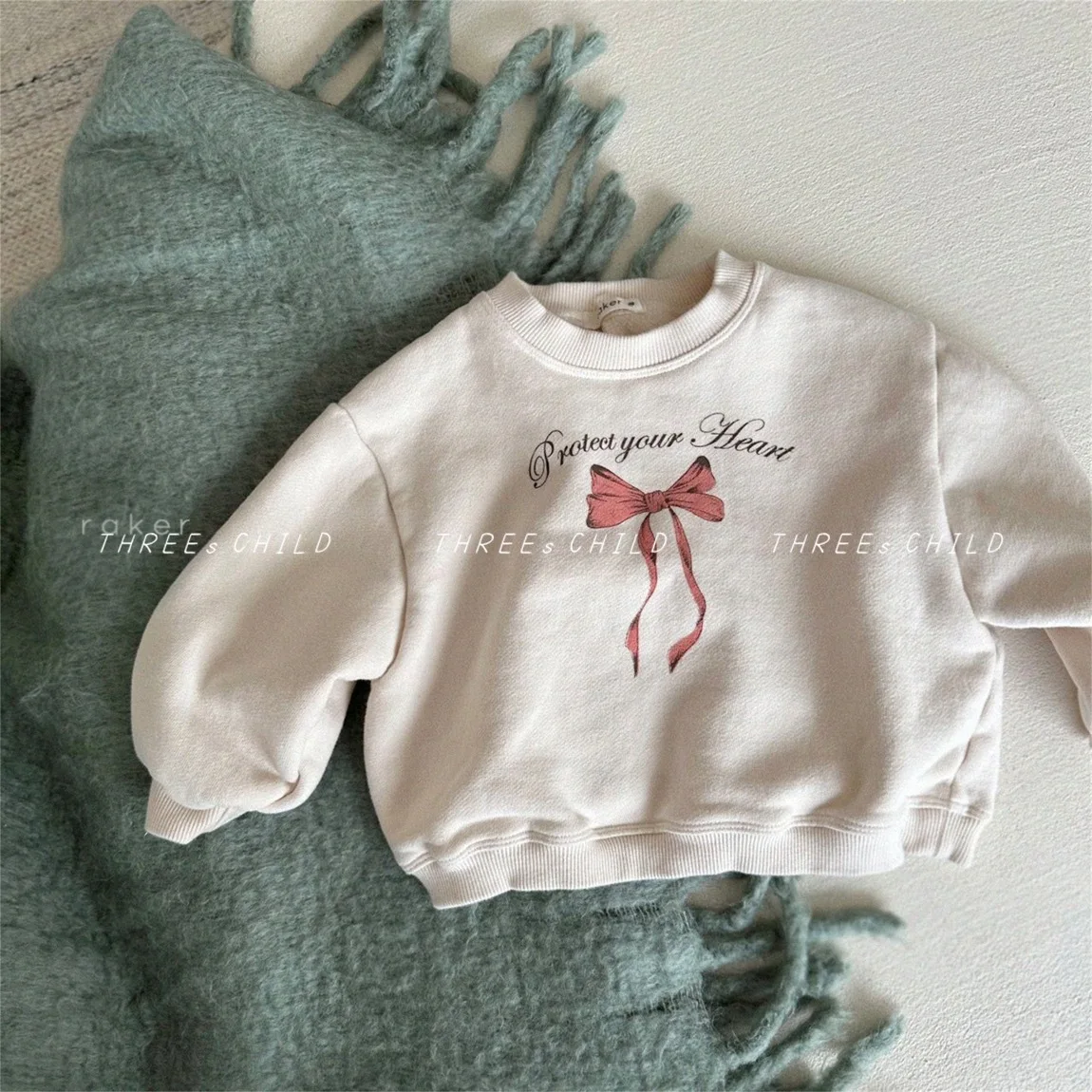 Winter New Baby Fleece Sweatshirt Fashion Bow Print Infant Boy Girl Casual Pullover Tops Toddler Plus Velvet Thick Warm Clothes