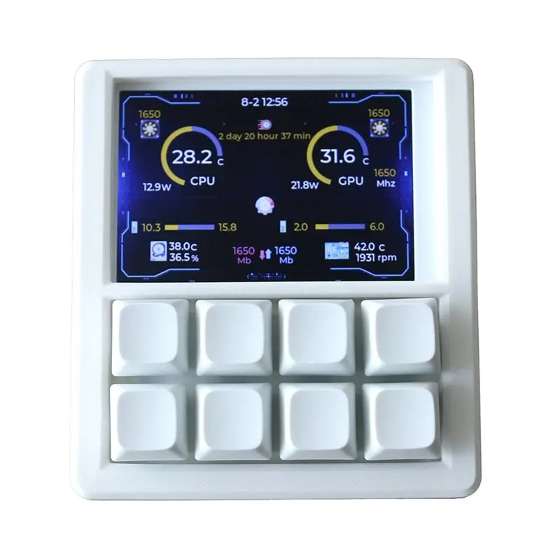 Programmable Macro Keyboard With Screen RGB USB Sub-Screen USB Secondary Display White Multi-Purpose