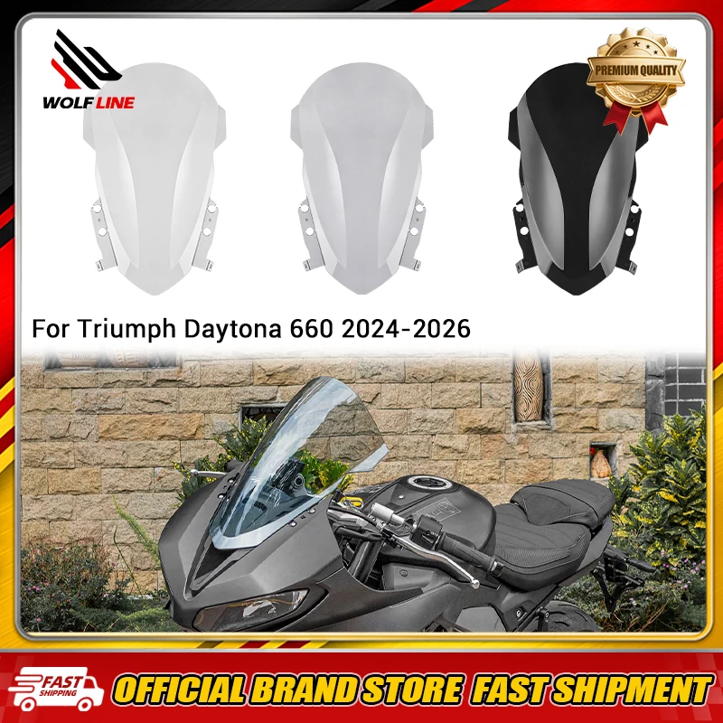 WOLFLINE Front Windscreen Windshield For Triumph Daytona 660 2024 2025 2026 Motorcycle Wind Screen Shield Air Flow Deflector