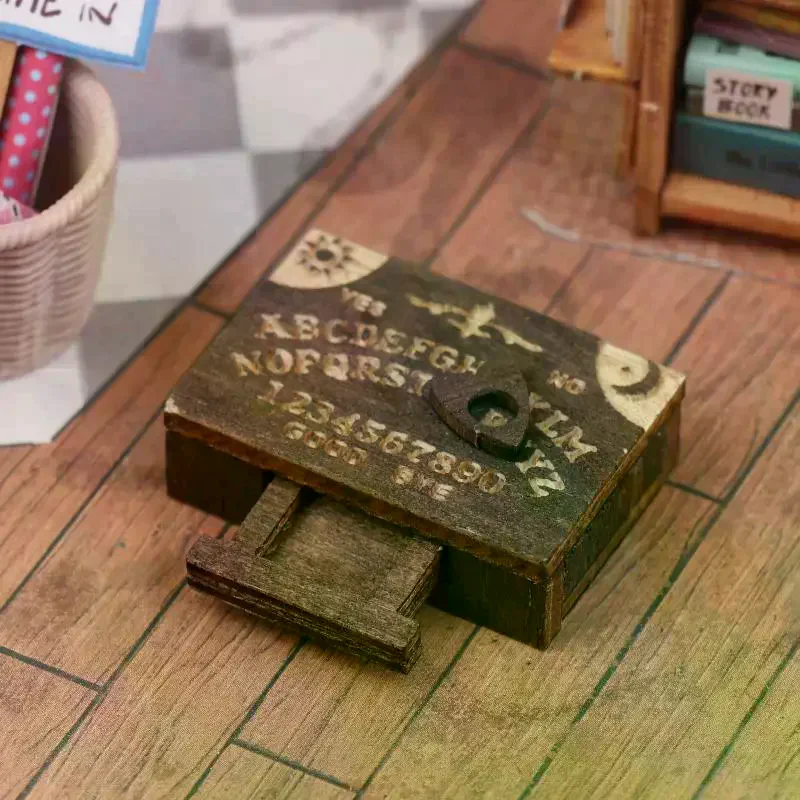 Mini Wooden Ouija Board With Drawer Miniature Spirit Board Micro Landscape Scene Ornament Home Desktop Decoration Retro