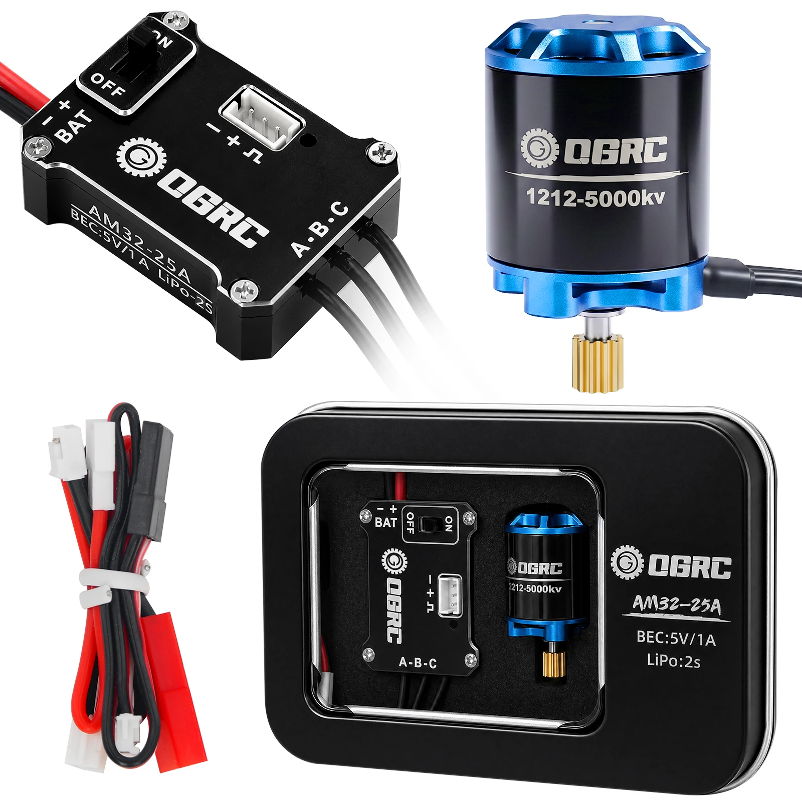 

OGRC AM32 25A Brushless ESC & 1212 Sensorless Outrunner Motor Combo for 1/30 Axial SCX30 (5000KV)