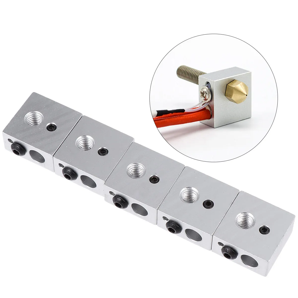 

5pcs Aluminum For 3D Printer Hotend Extruder Mk7 Mk8 Replacement Heating Block 3D Heating Block Printing Parts