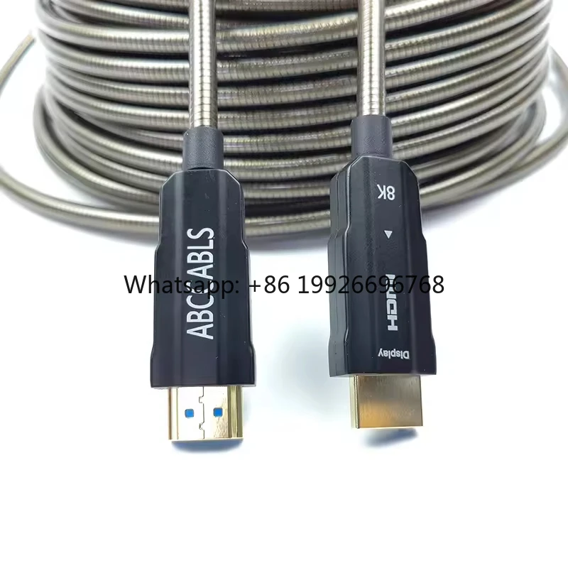 Armored Fiber HDMI 2.1 Cable 8K 60Hz 4K 120Hz 48Gbps with German Chip SUS304 Steel Armor 2T Crush Resistant Black PE Jacket