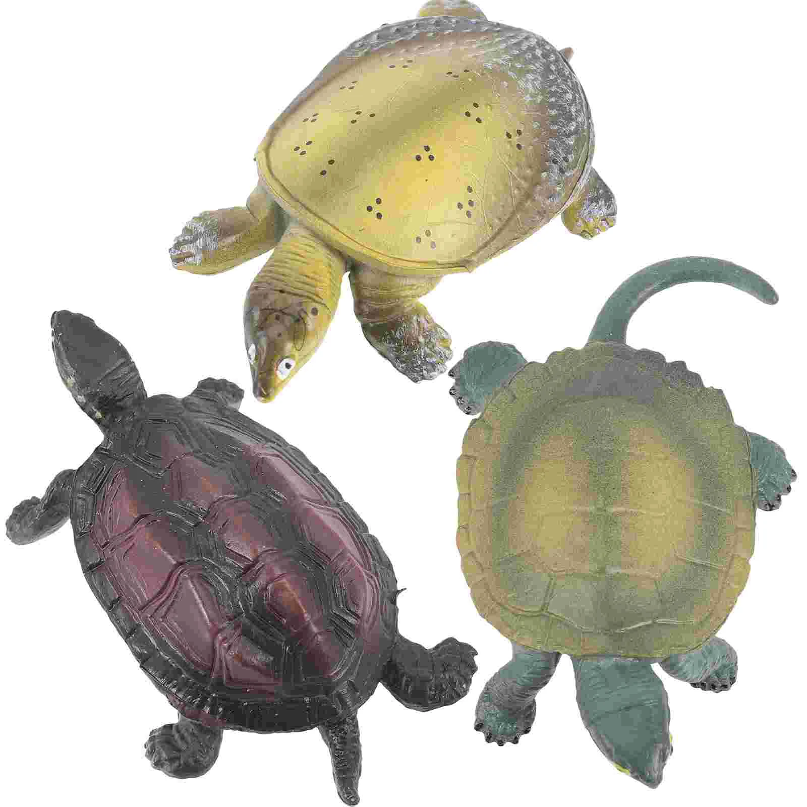 

3 Pcs Turtle Model Figurines Desk Tortoise Toy Toys Mini Plushies Animals Kids Cognitive Statue