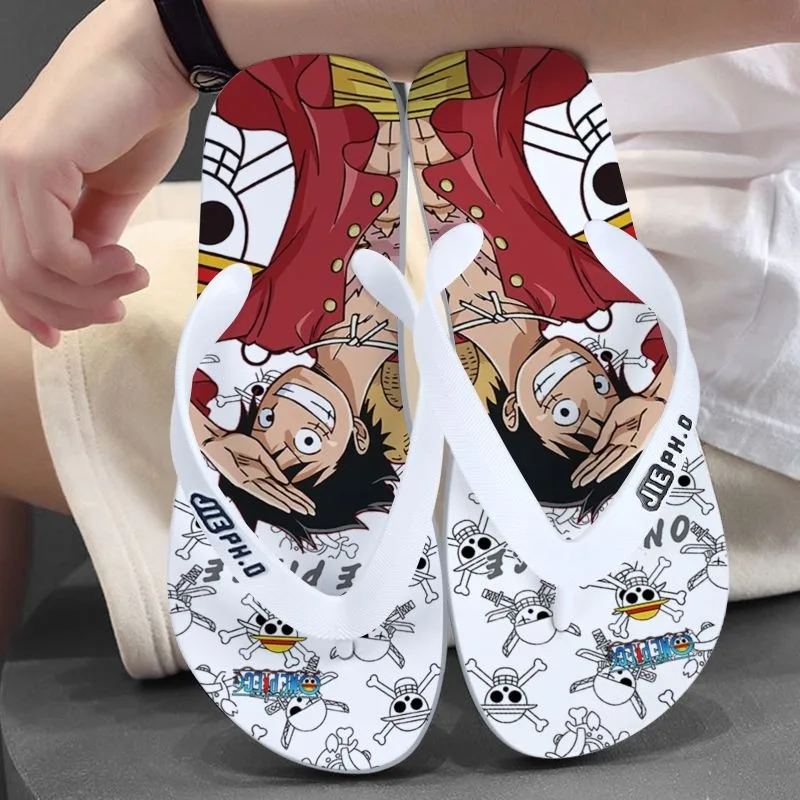 Аниме One Piece Luffy Sauron Мультфильм Креативные ПВХ шлепанцы Модные индивидуальные летние уличные Нескользящие шлепанцы сандалии для пар