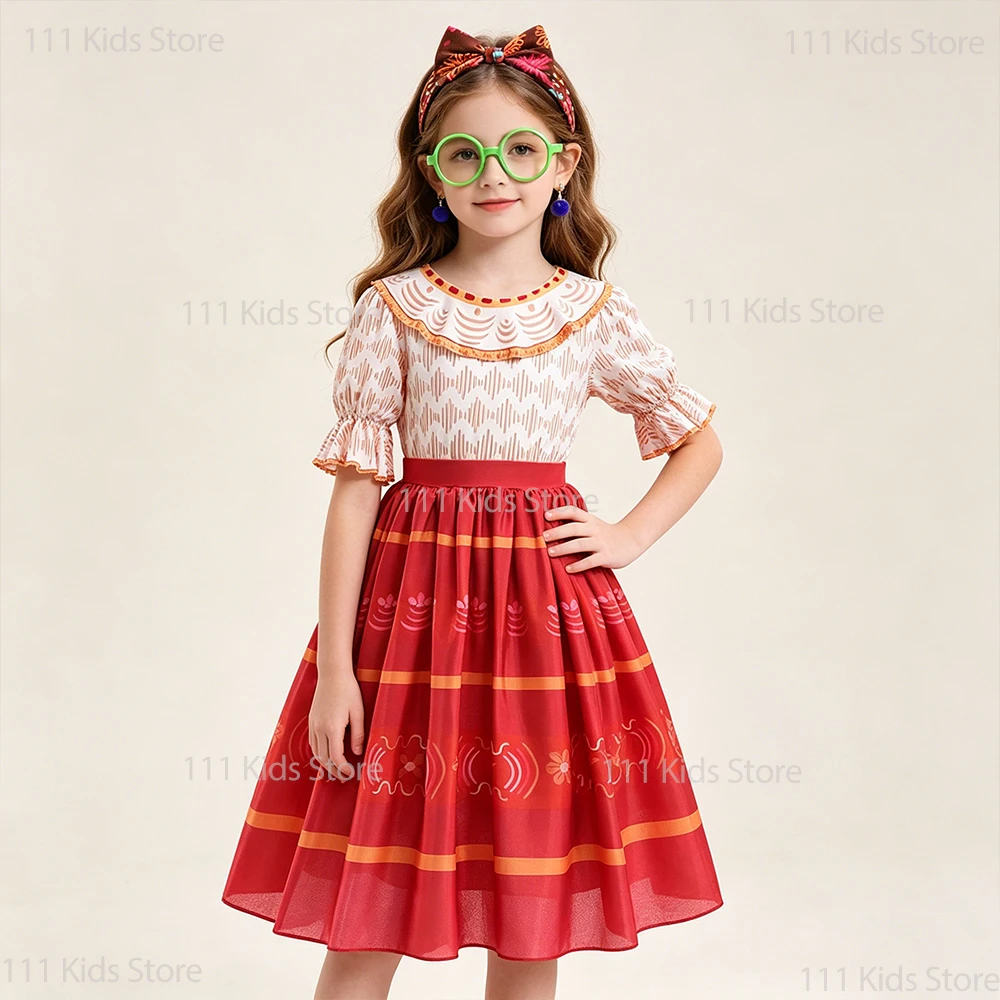 Encanto Summer Cosplay Dress with Accessory for Girls Fairy Princess Dress Children Birthday Gift Perform Costume Carnival Party