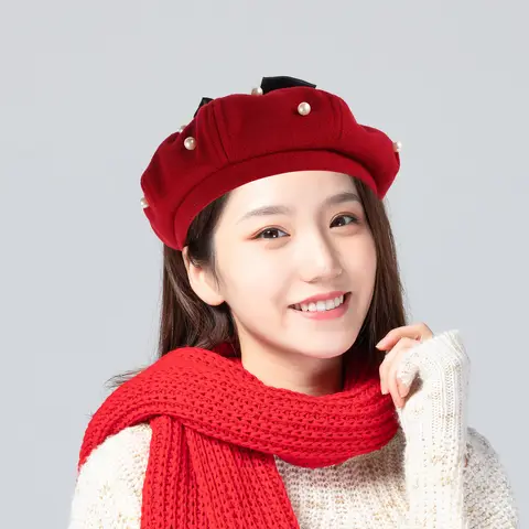 पर्ल बेरेट हैट, एलिगेंट बो-नॉट विंटेज अष्टकोणीय कैप, क्लासिक स्टाइल महिलाओं के लिए कैज़ुअल फॉर्मल वियर, स्टाइलिश लाल न्यूज़बॉय हैट महिलाओं के लिए 8 best sales बेरेट टोपी - №6