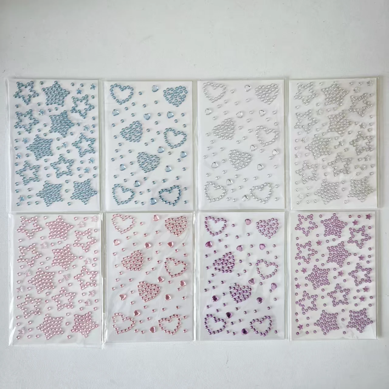 8 buah bintang berujung lima, hati, stiker mengkilap, riasan panggung, stiker mata, stiker wajah, stiker dekoratif.