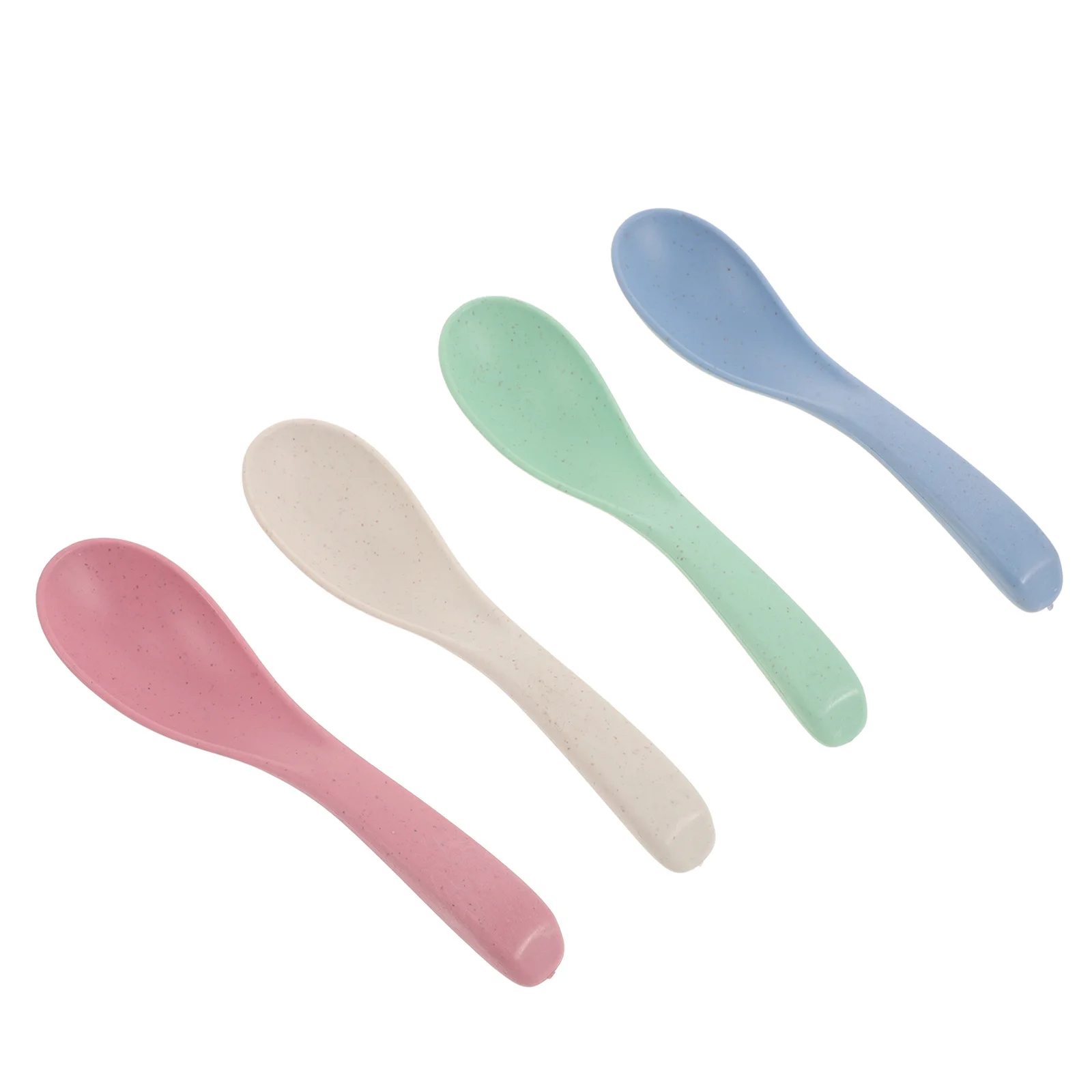 

4Pcs Wheat Straw Spoon -Friendly Natural Biodegradable Non-Slip Handle for Toddler Self Feeding Soup Salad Fruit Outdoor