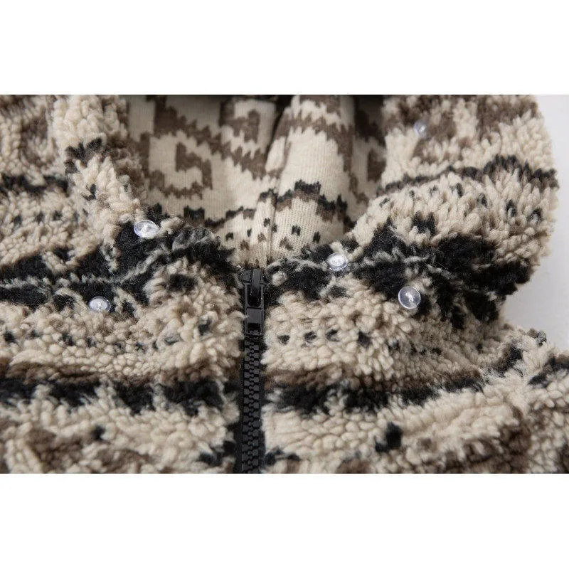 Winter Hooded Cotton Jacket for Men and Women Loose Fit with Cotton Clip Thick Hat Detachable Large Wool Collar Lamb Parkas