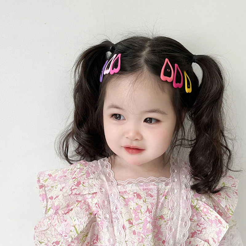 Ensemble de pinces à cheveux colorées pour enfants, épingles à cheveux, étoiles géométriques, ornement de coeur, mignon, bébé, filles, doux,