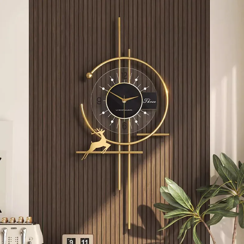 

Digital Mechanism Wall Clock Metal European Metal Stylish Modern Wall Watch Round Unique Horloge Murale Living Room Decoration