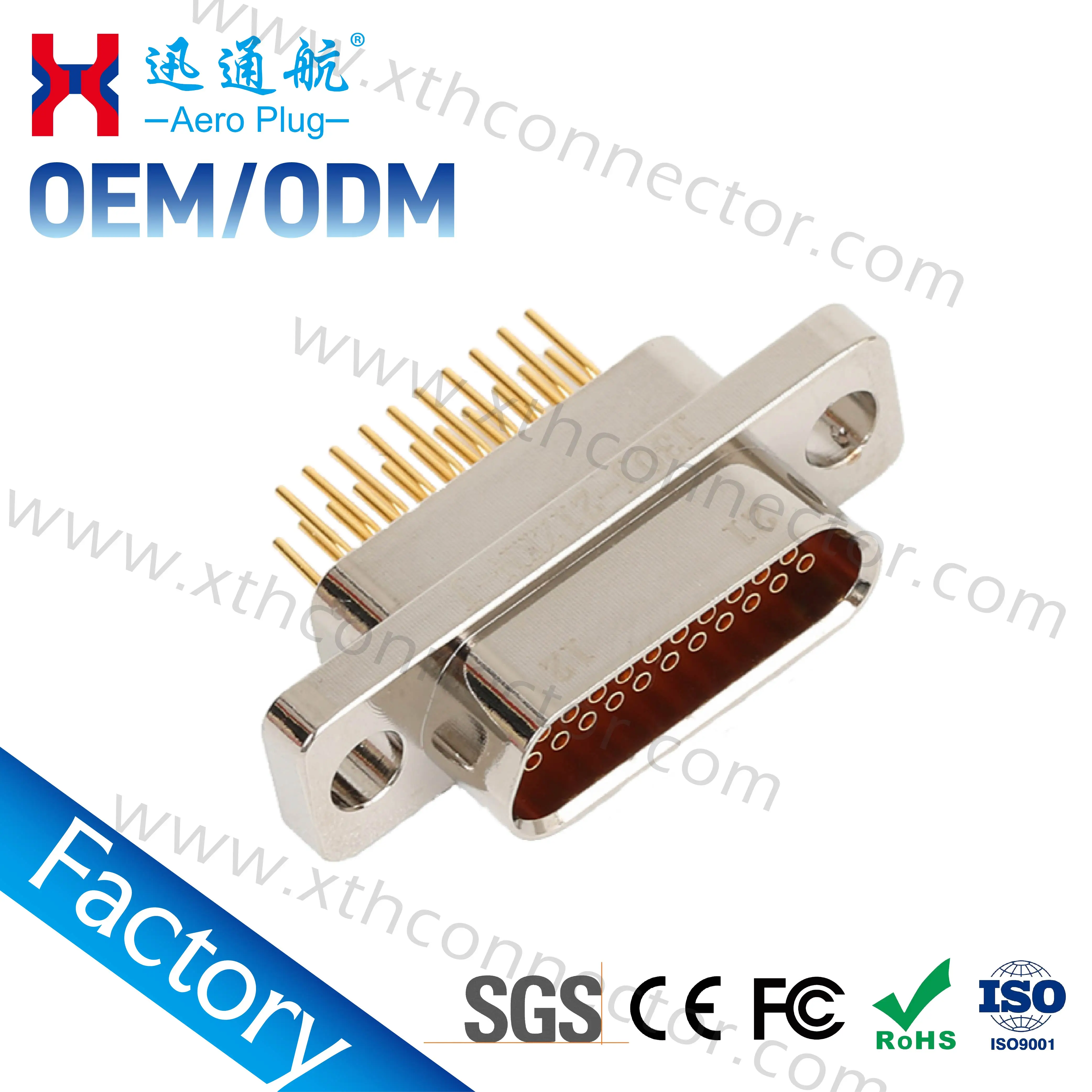 High Reliability Rectangular Connector Male J30J-21TJN-J J30J-21ZKN-J Female 90 °Vertical Installation PCB connector 21PIN