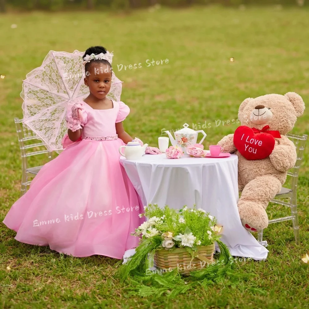DROIS Customized Flower Girl Dress For Balloon Wedding  Sleeve Lace Applique Tulle KidsBirthday Party  First Communion Ball Gown