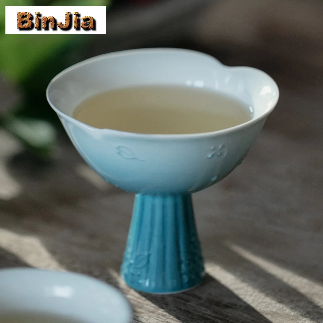 

50 мл фарфоровая синяя чайная чашка с высокой ножкой, чайная чаша в стиле дзен, одиночные чашки, чашка для дегустации чая, чашки для запаха, чашки Chazhan Master, украшения