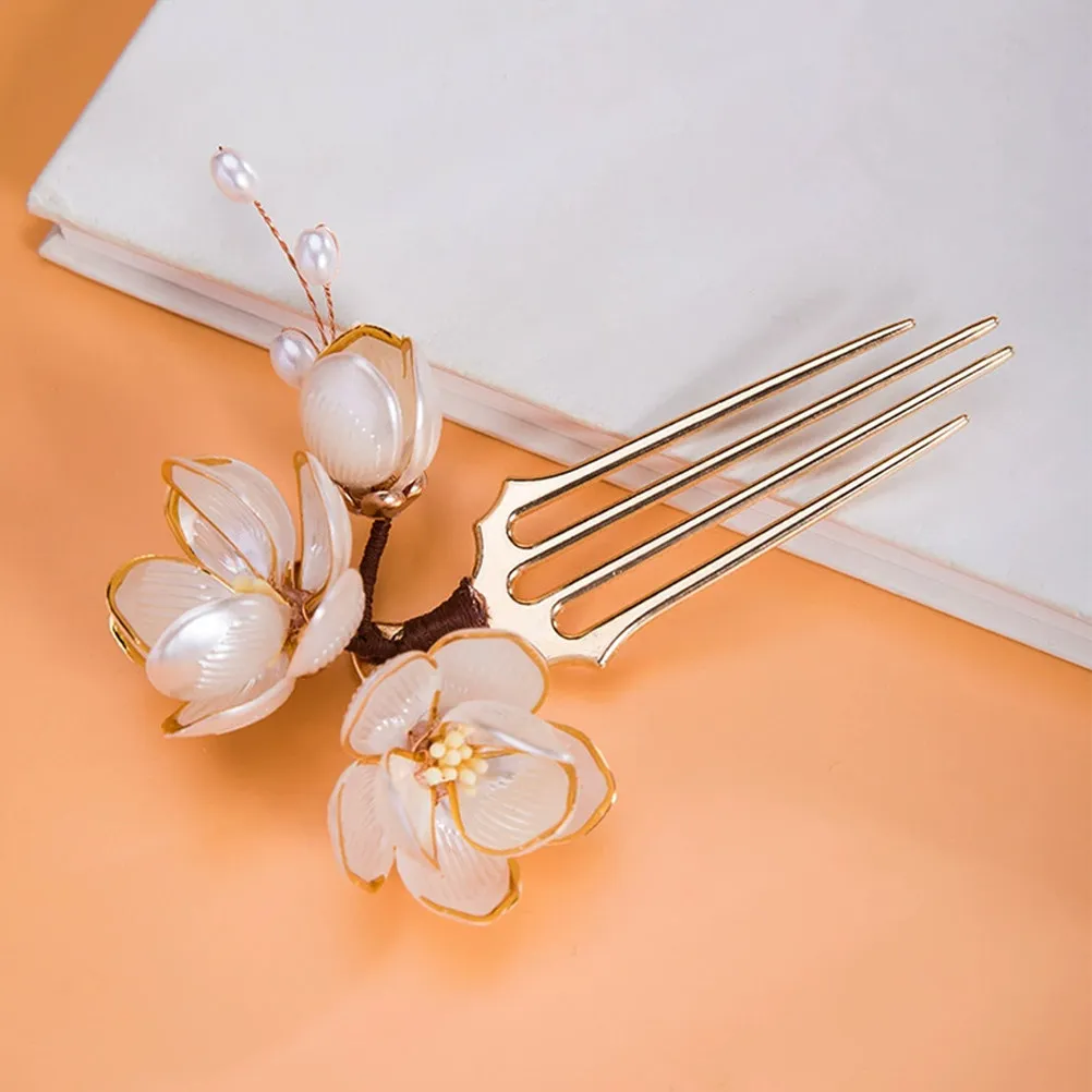 

Китайская традиционная расческа-гребень с 4 зубцами, винтажная заколка для волос в стиле Ханьфу, свадебные аксессуары для волос, китайские ретро-заколки