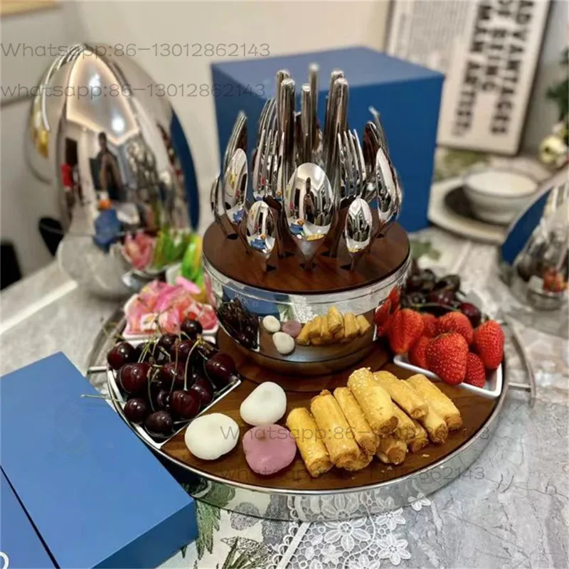 Light luxury high-end western tableware steak knife, fork and spoon set silver egg housewarming wedding exquisite gift