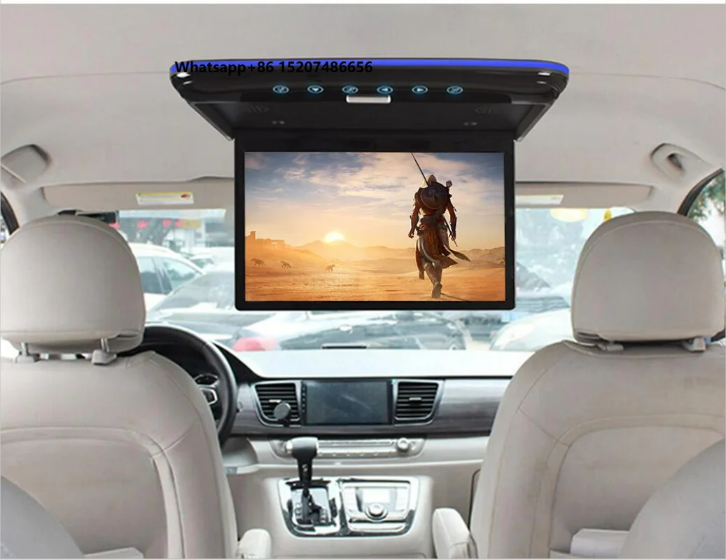 13.3inch 4K Video Player IPS Display Flip Car  Built-in Stereo Speaker USB TF FM Audio Output Universal Roof Mounted LCD